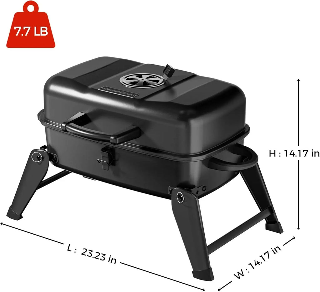 Portable Foldable Stainless Steel Charcoal & Gas BBQ Grill, 330 sq in Cooking Area