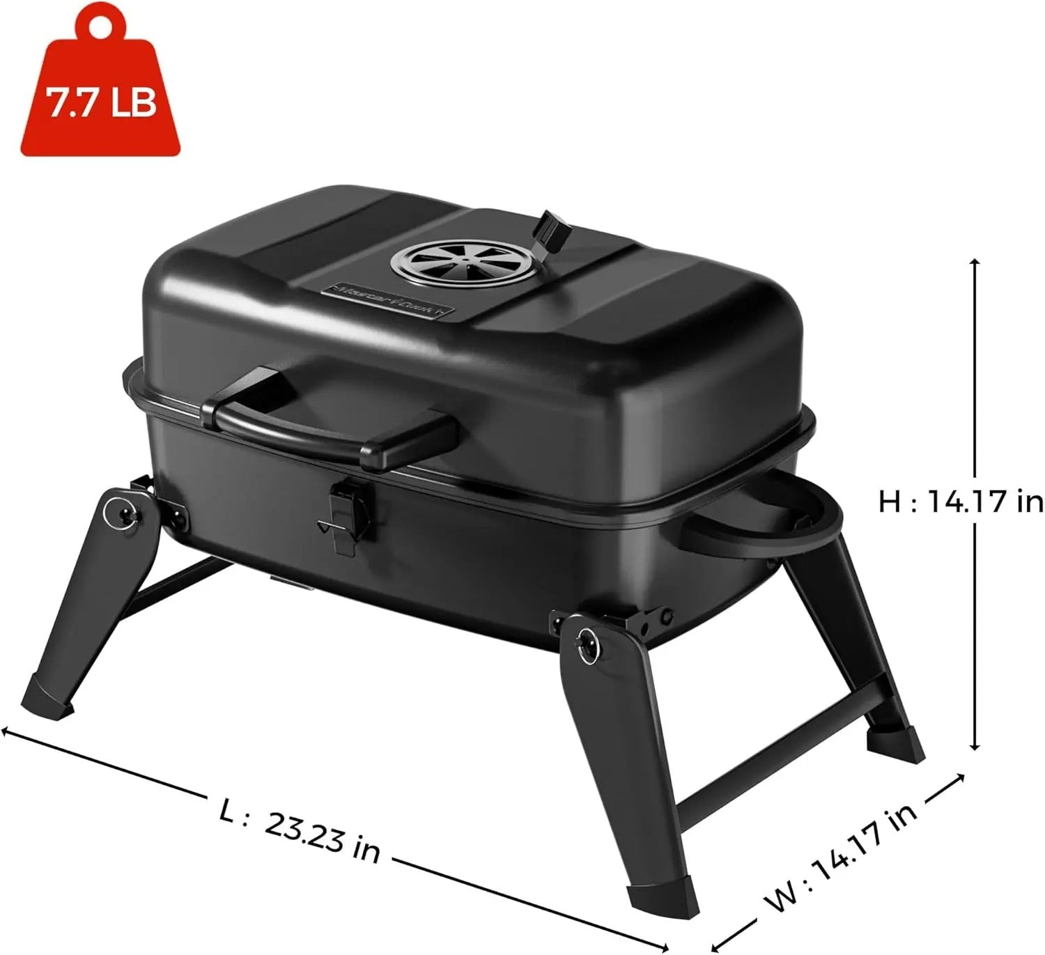 Portable Foldable Stainless Steel Charcoal & Gas BBQ Grill, 330 sq in Cooking Area