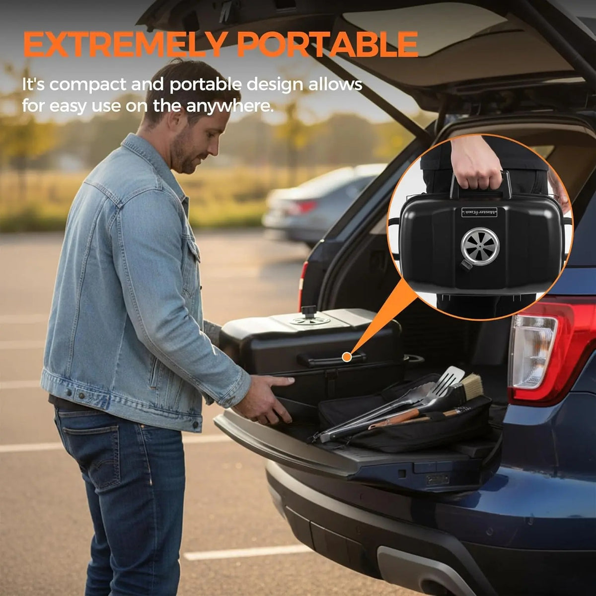 Portable Foldable Stainless Steel Charcoal & Gas BBQ Grill, 330 sq in Cooking Area